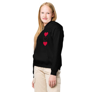 Three Hearts - Youth heavy blend hoodie - Aspen By The Brook -