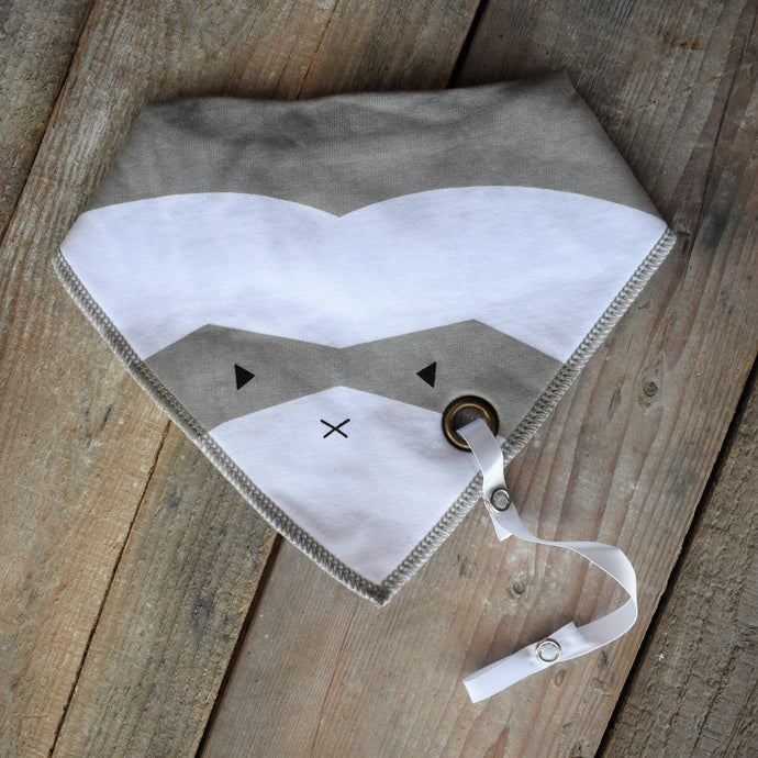 Grey Raccoon Fashion Scarf Bib - Aspen By The Brook - Bibs